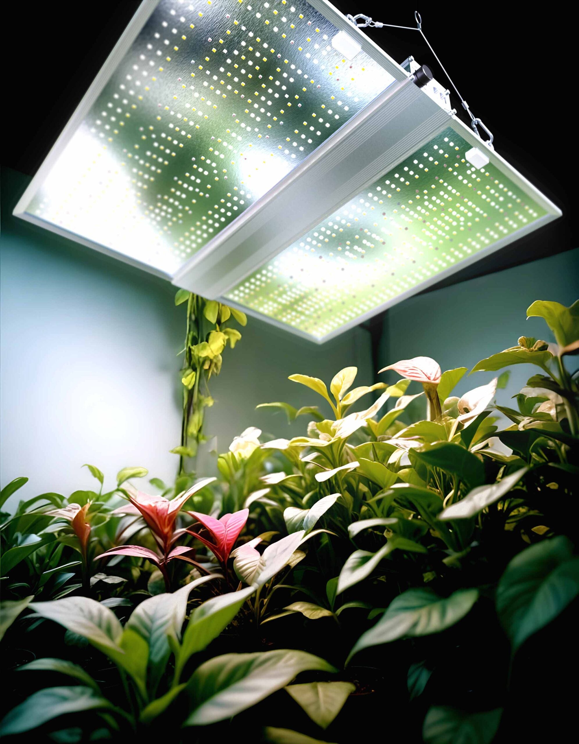 Nanolux LED panel close-up over indoor plants