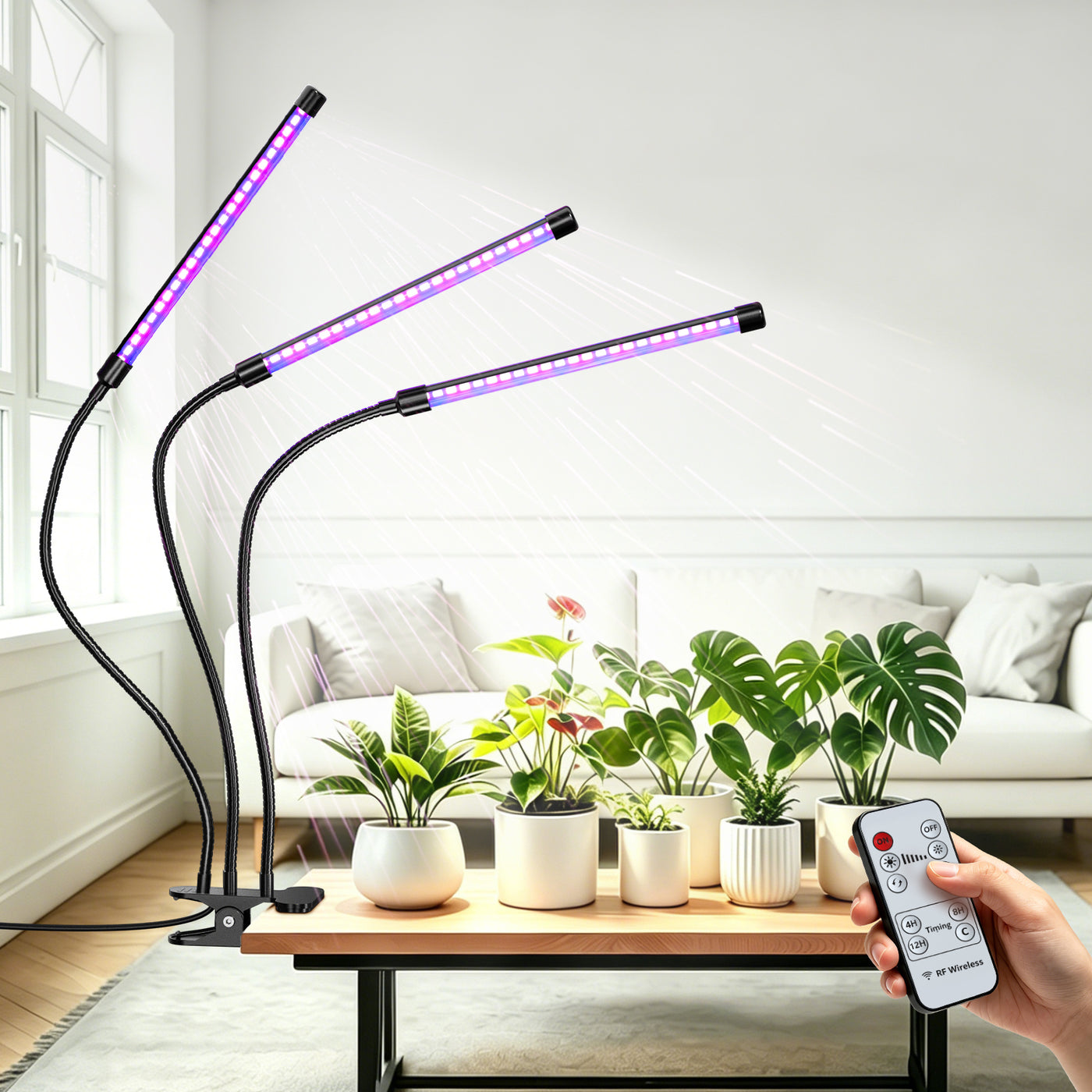 Nanolux 3-head clip-on LED grow light for indoor plants