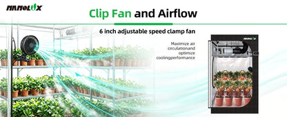 Nanolux smart grow tent kit detail image showing adjustable clip fan and airflow circulation