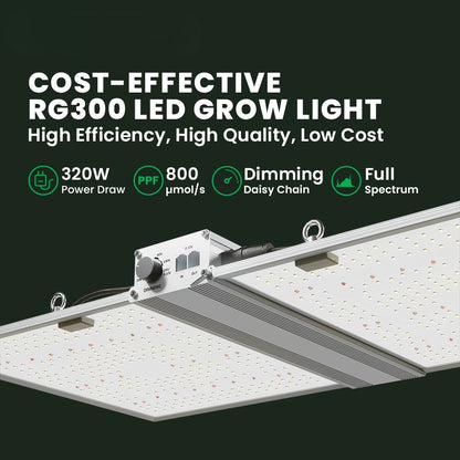 RG Series Full Spectrum LED Grow Light (320W / 480W) for 3×3 & 4×4 Grow Tents